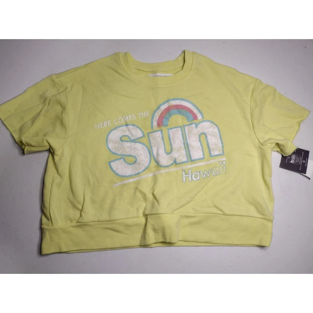 Grayson Threads Girls Yellow Sun Hawaii Rainbow Graphic Crewneck Size M‎
